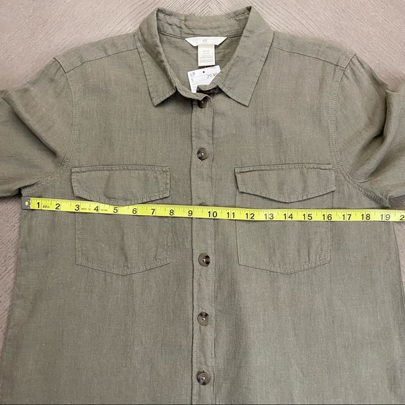 H&M Women’s Light Olive Green Collared Button Down Long Sleeve Shirt Size XS NWT - Picture 4 of 12